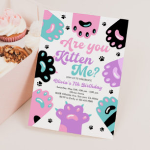 Kitty Cat Retro Birthday Invitation