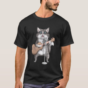 Kitty Cat Singing Guitar Player Musician Music Gui T-Shirt