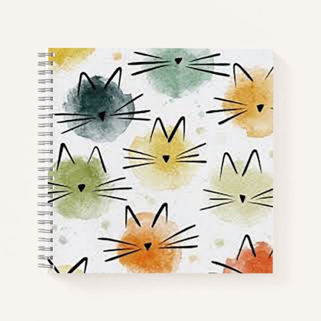 Kitty Cat Square Spiral Notebook (Front)