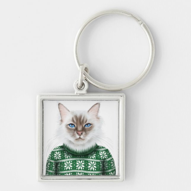 Kitty Cat Sweater Key Ring (Front)