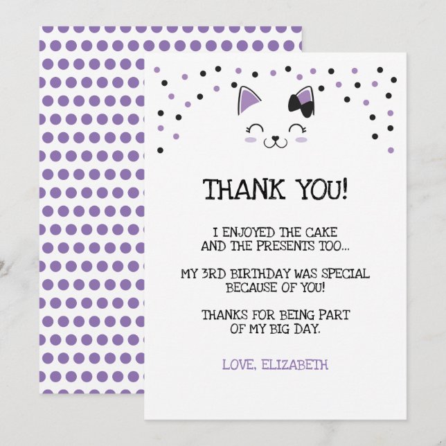 Kitty Cat Thank You Card (Front/Back)