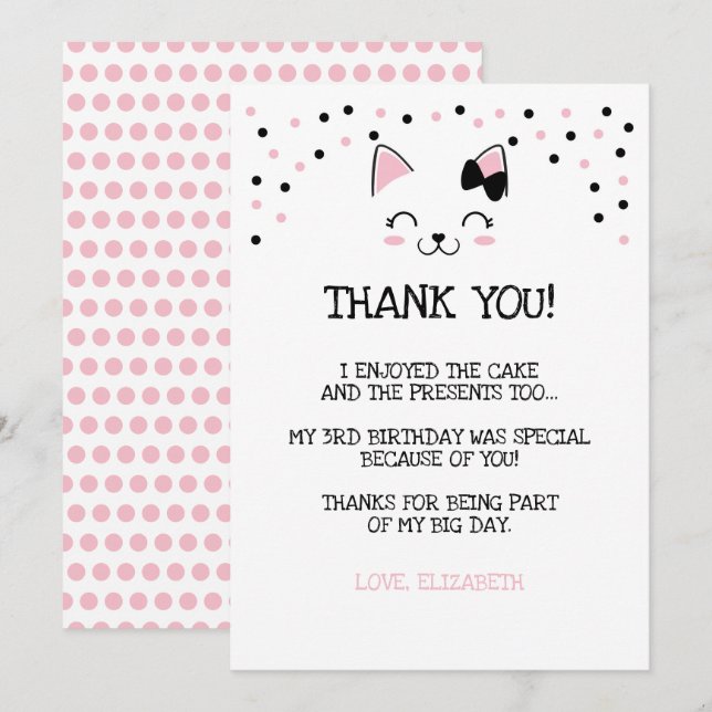 Kitty Cat Thank You Cards (Front/Back)
