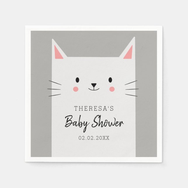 Kitty Cat Theme Baby Shower Cute Kitten Napkin (Front)