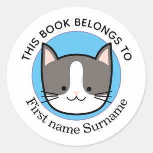 Kitty Cat This Book Belongs To Personalised Classic Round Sticker
