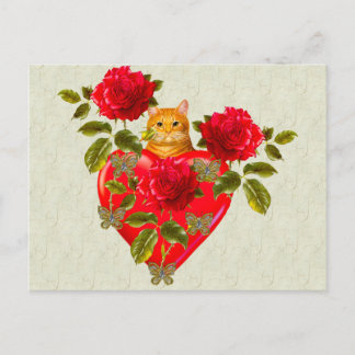 Kitty Cat Valentine Holiday Postcard