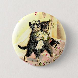 Kitty Cat Wedding 6 Cm Round Badge