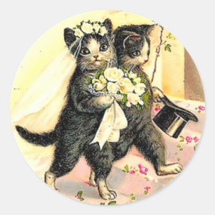 Kitty Cat Wedding Classic Round Sticker