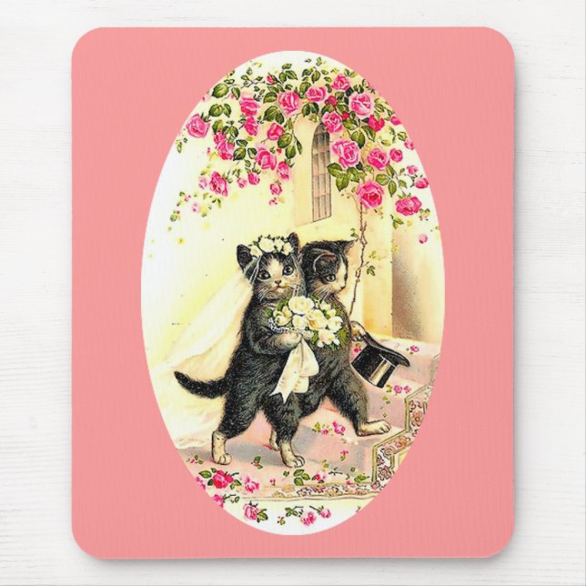 Kitty Cat Wedding Mouse Mat (Front)