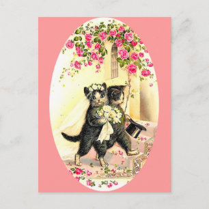 Kitty Cat Wedding Postcard