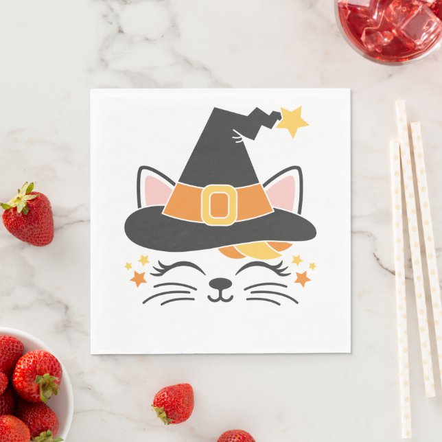 Kitty Cat Witch Halloween Party Napkins (Insitu)