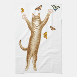 Kitty Cat with Butterflies Kitchen Towel