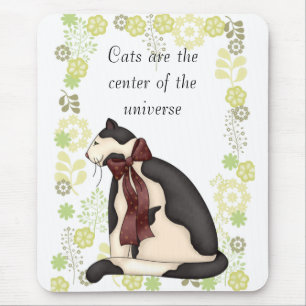 Kitty Cat with Flowers Picture Mouse Mat