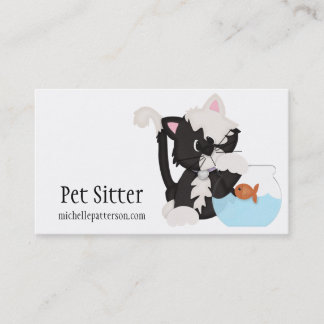 Kitty Cat with Goldfish Pet Sitter Business Cards