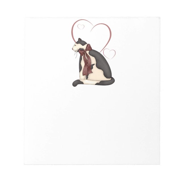 Kitty Cat with Hearts Picture Notepad (Front)