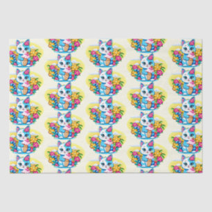 Kitty Cat with ice cream Summer Kawaii Character Tissue Paper