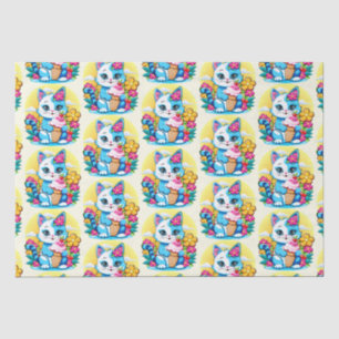 Kitty Cat with ice cream Summer Kawaii Character Tissue Paper