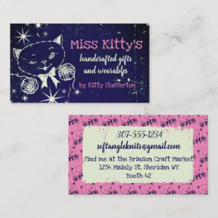 Kitty cat yarn knitting crochet homespun business card