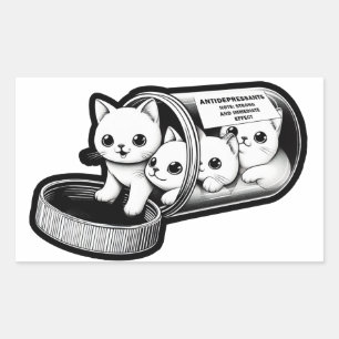 Kitty Cats Antidepressants Rectangular Sticker