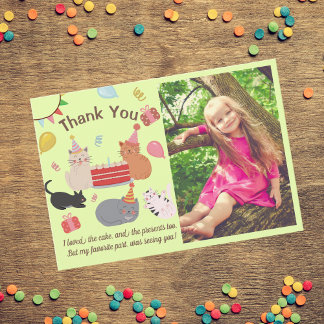 Kitty Cats Birthday Party Photo Thank You Card
