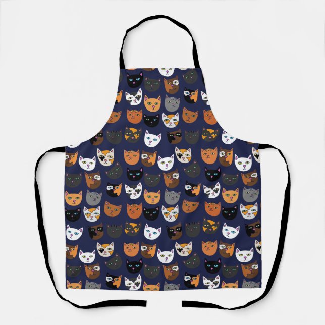 Kitty Cats everywhere pattern Apron (Front)