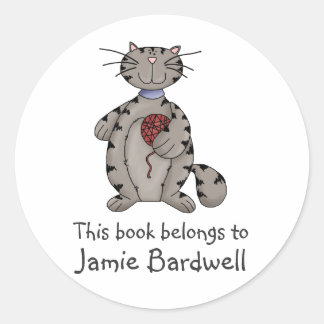 Kitty Cats · Grey Kitty & Wool Classic Round Sticker