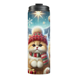Kitty cats in festive Christmas decor and Snow Thermal Tumbler