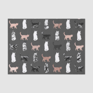 Kitty Cats in Rose Gold and Black and White Marble Tissue Paper