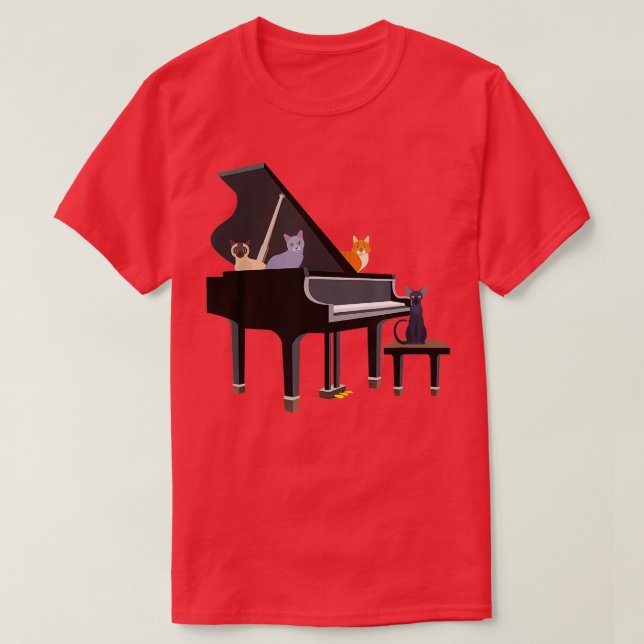 Kitty Cats On The Piano Shirt For Cat Mommies  (Design Front)