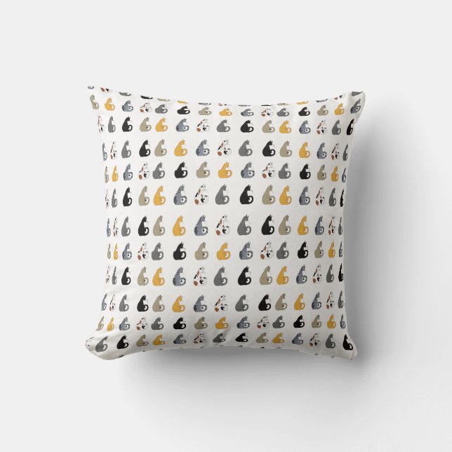Kitty Cats Throw Pillow (Front)