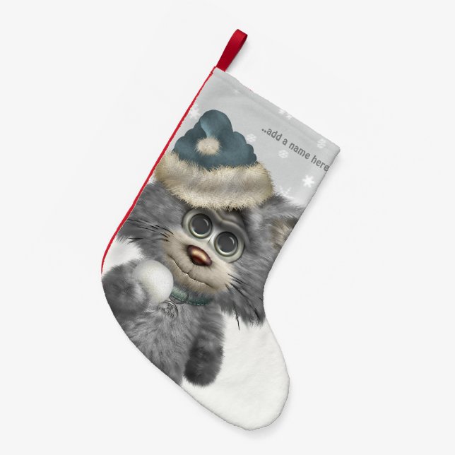 Kitty Cats Winter Wonderland Personalised Small Christmas Stocking (Front (Hanging))