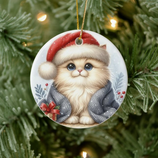 Kitty Christmas Ceramic Tree Decoration (Tree)