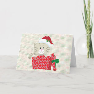 KITTY CHRISTMAS GIFT BOX HOLIDAY CARD