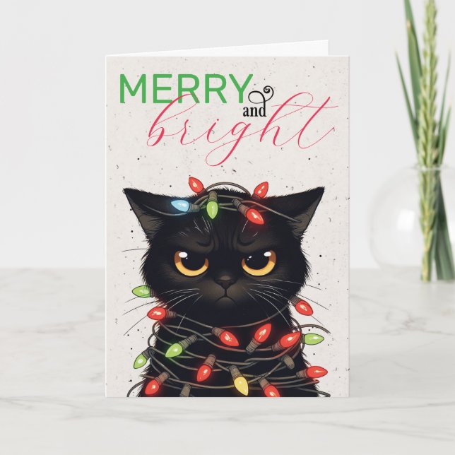 Kitty Christmas Lights Card (Front)