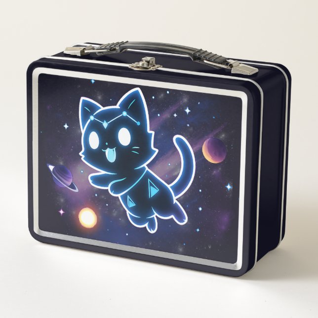 Kitty Constellation Celestial Cat Cosmos Space Metal Lunch Box (Front)