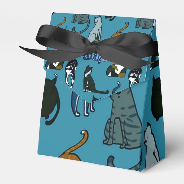 Kitty Corner Cat Pattern Favour Box (Front Side)