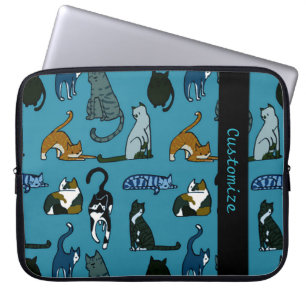 Kitty Corner Cat Pattern Laptop Sleeve