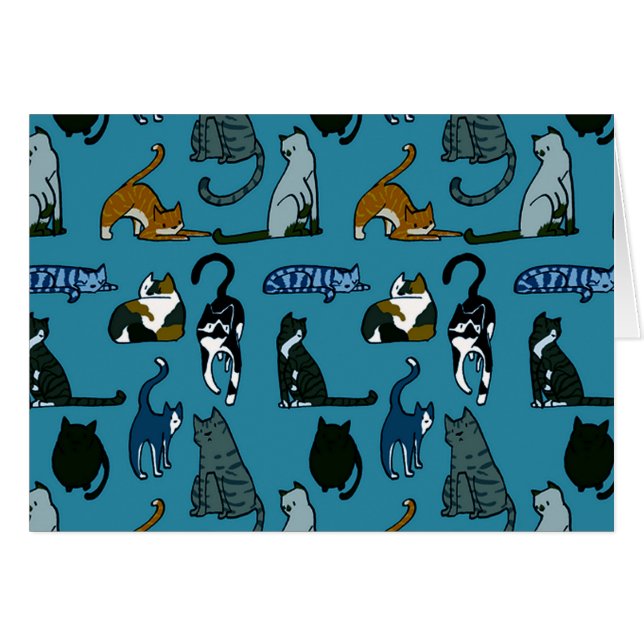 Kitty Corner Cat Pattern Note Card (Front Horizontal)