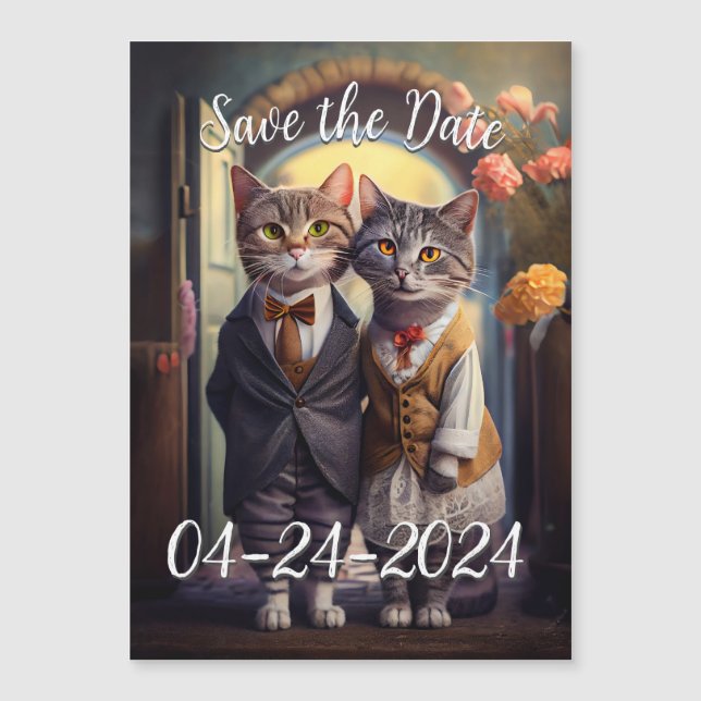 Kitty Couple - Save The Date, Customisable (Front)
