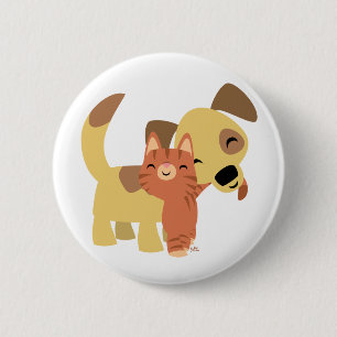 Kitty & Doggy cartoon button badge