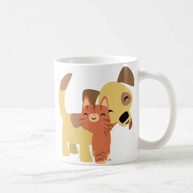 Kitty & Doggy cartoon mug (Right)