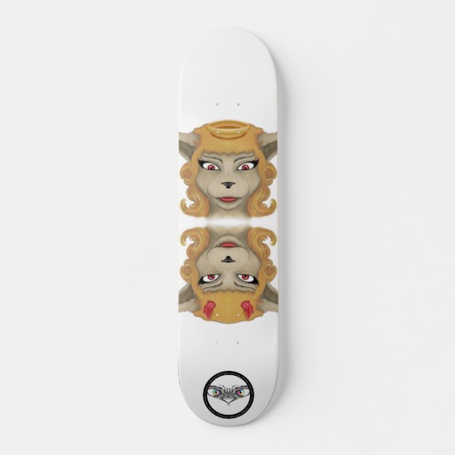 Kitty evil angel cute animals illustration skateboard (Front)