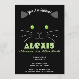 Kitty Face Birthday Party Photo Invite