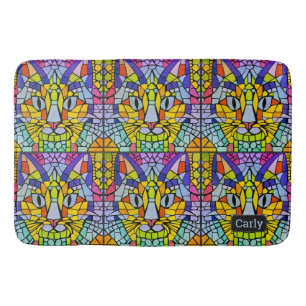 Kitty Face Mosaic Pattern - Fun Kids or Pets Bath Mat