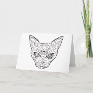Kitty Face Sugar Skull Day of the Dead Cat Card