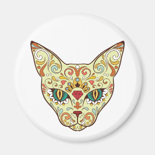 Kitty Face Sugar Skull Day of the Dead Cat Magnet
