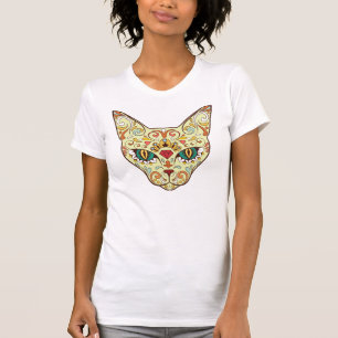 Kitty Face Sugar Skull Day of the Dead Cat T-Shirt