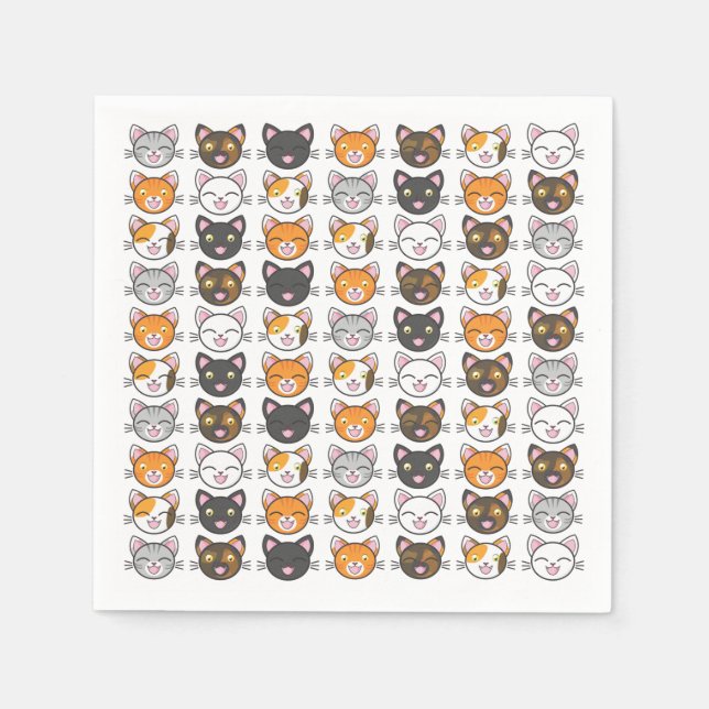 Kitty Faces Cat Themed Paper Napkins Set of 50+ (Front)
