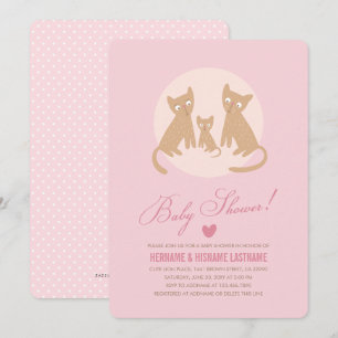 Kitty Family Pink Baby Shower Invite Girl