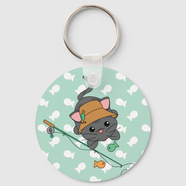 Kitty Fishing Key Ring (Front)