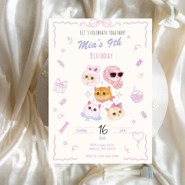 Kitty Girl Birthday Invitation  (Creator Uploaded)